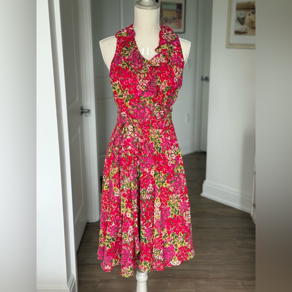 Lauren Ralph Lauren Pink Floral Midi Wrap Dress